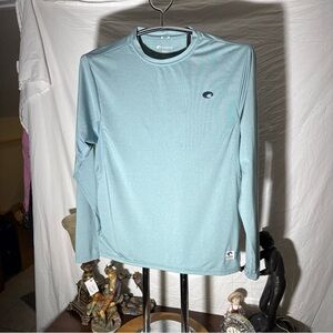 Costa Long-Sleeve Performance Tee in Light Teal with Navy Logo
